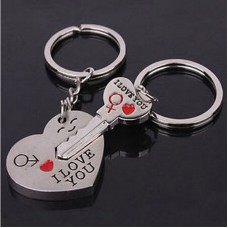 Couples Heart and Key Keychains